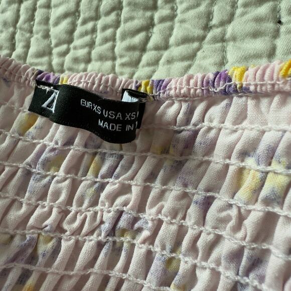 Zara Floral Bustier Corset Top Pink Spaghetti Strap Cropped Size XS - Picture 6 of 10